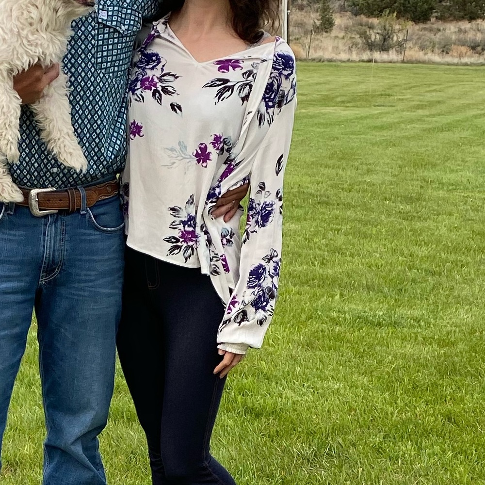 Shyanne long sleeve white floral blouse